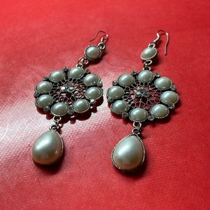 Faux pearl statement earrings